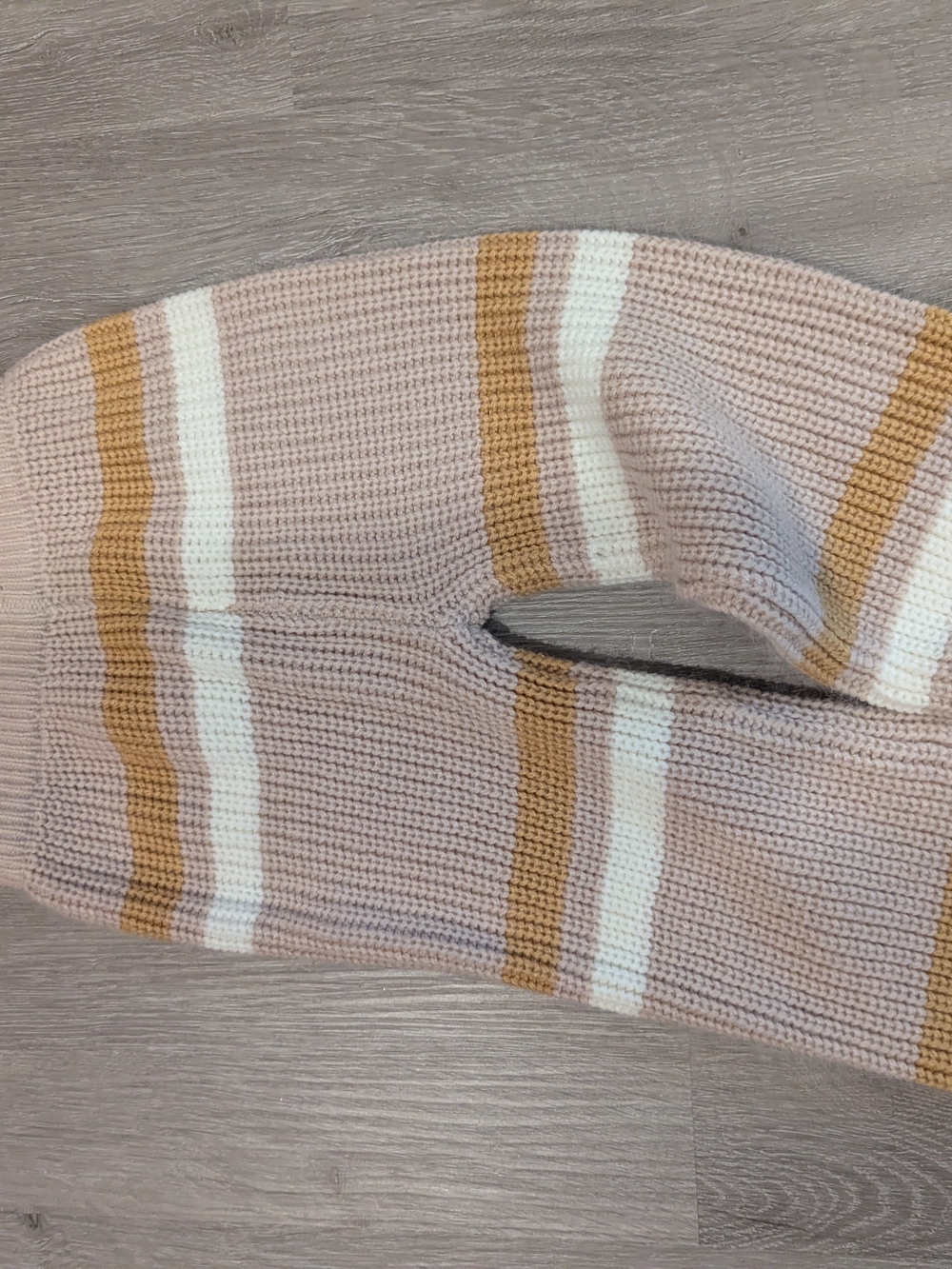 SHEIN Blush Ribbed Casual Bottoms with Mustard & White Stripes
